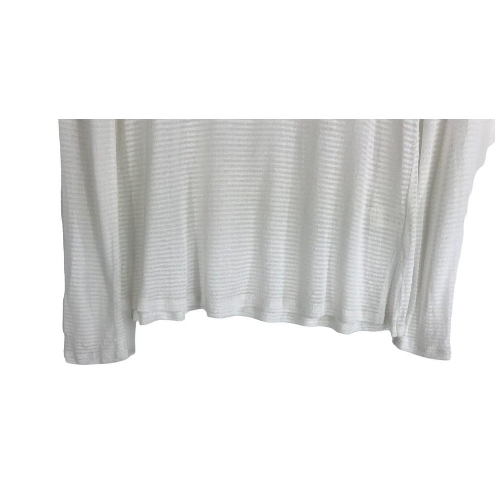 RED HAUTE Shirt Womens Size Medium M White‎ Striped Sheer Long Sleeves Top - Picture 2 of 10